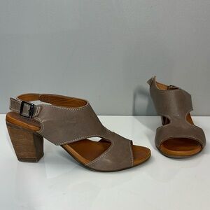 Sundance Rooftop Terrace Taupe Leather Heeled Sandals Size 37(7)